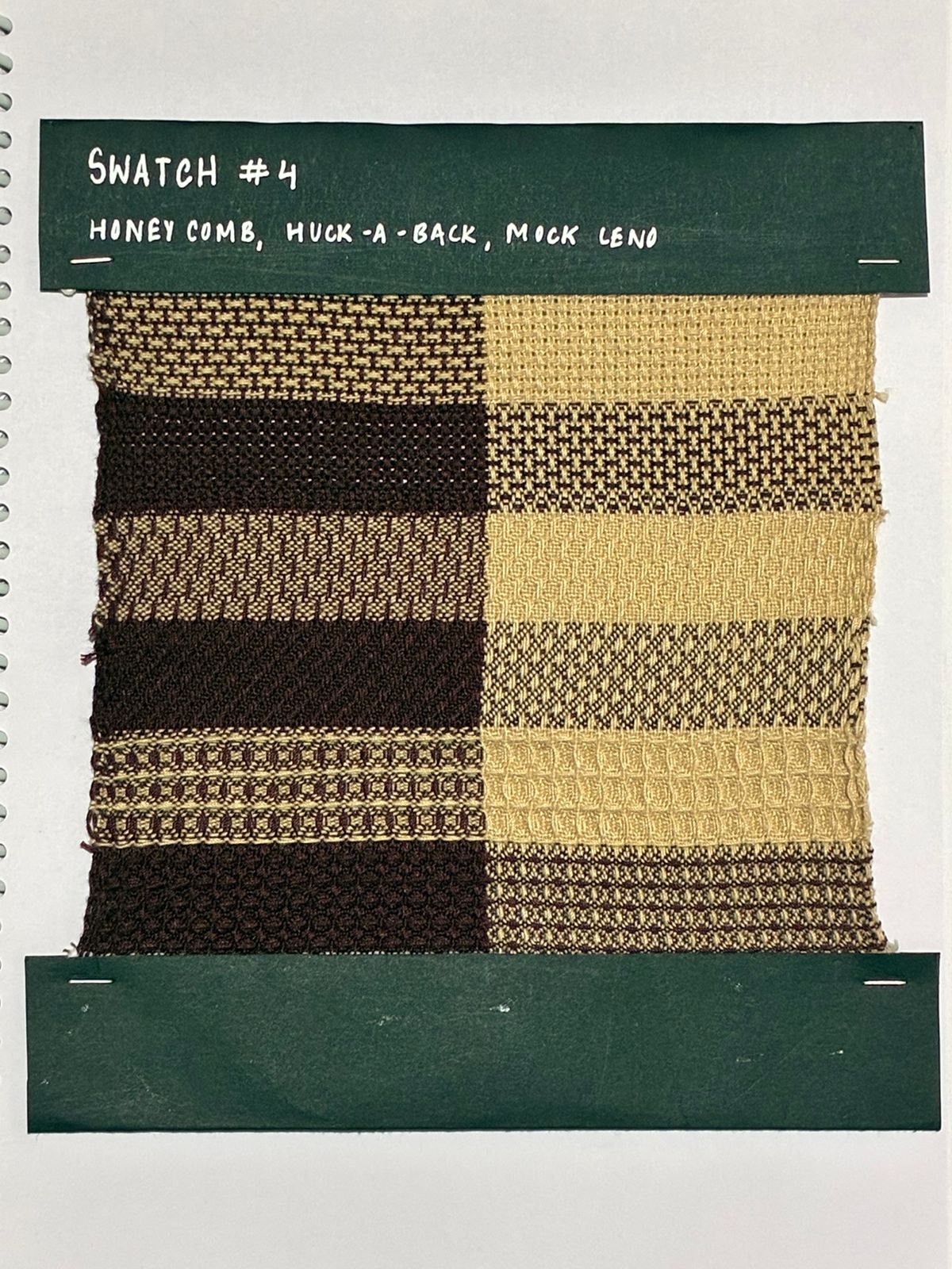 Swatch 3 — Satin weave with diamond figuring in maroon and cream blocks
